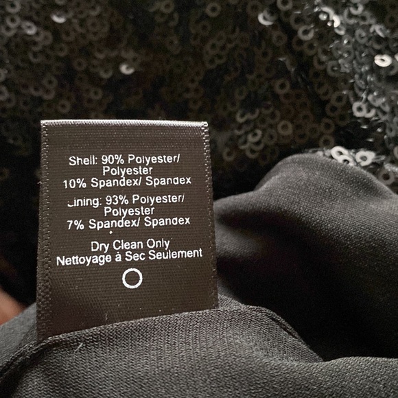 DRESS THE POPULATION BLACK SEQUIN MINI DRESS MEDIUM MADE IN USA - Picture 9 of 9